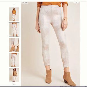 Anthropologie metallic pants Sueded Metallic Leggings 26 beige, cream white NWT